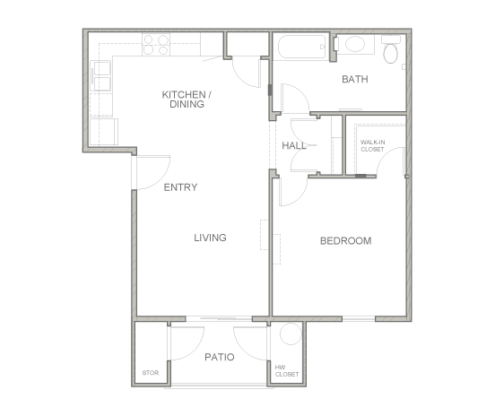 Table Mountain Apartments | One Bedroom | One Bathroom Floor Plan