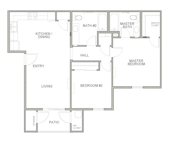 Table Mountain Apartments | Two Bedroom | Two Bathroom Floor Plan